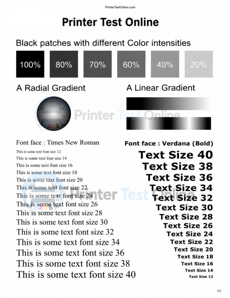 Print Black & white test page